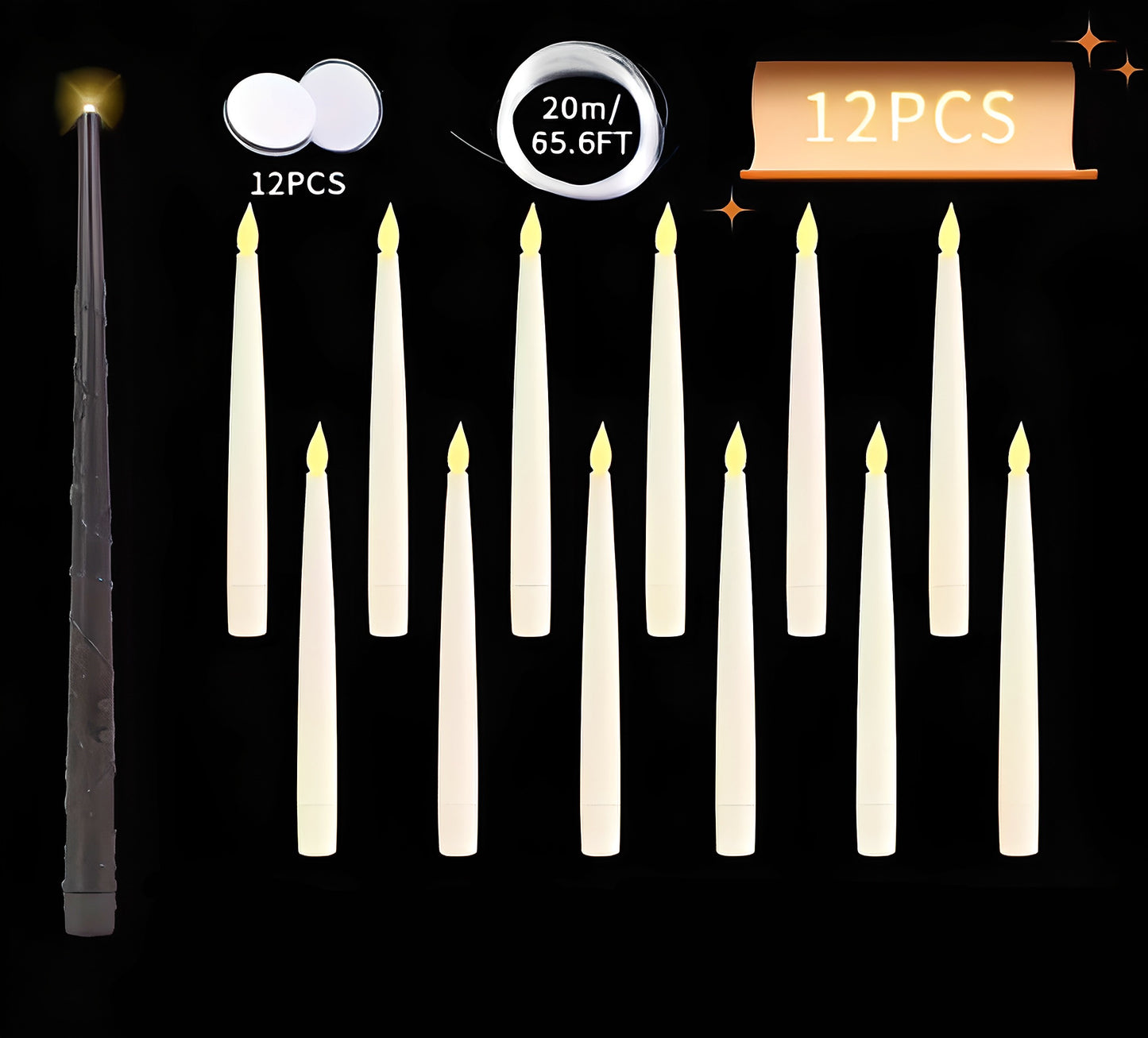 Flameless Floating Candles with Magic Wand Remote