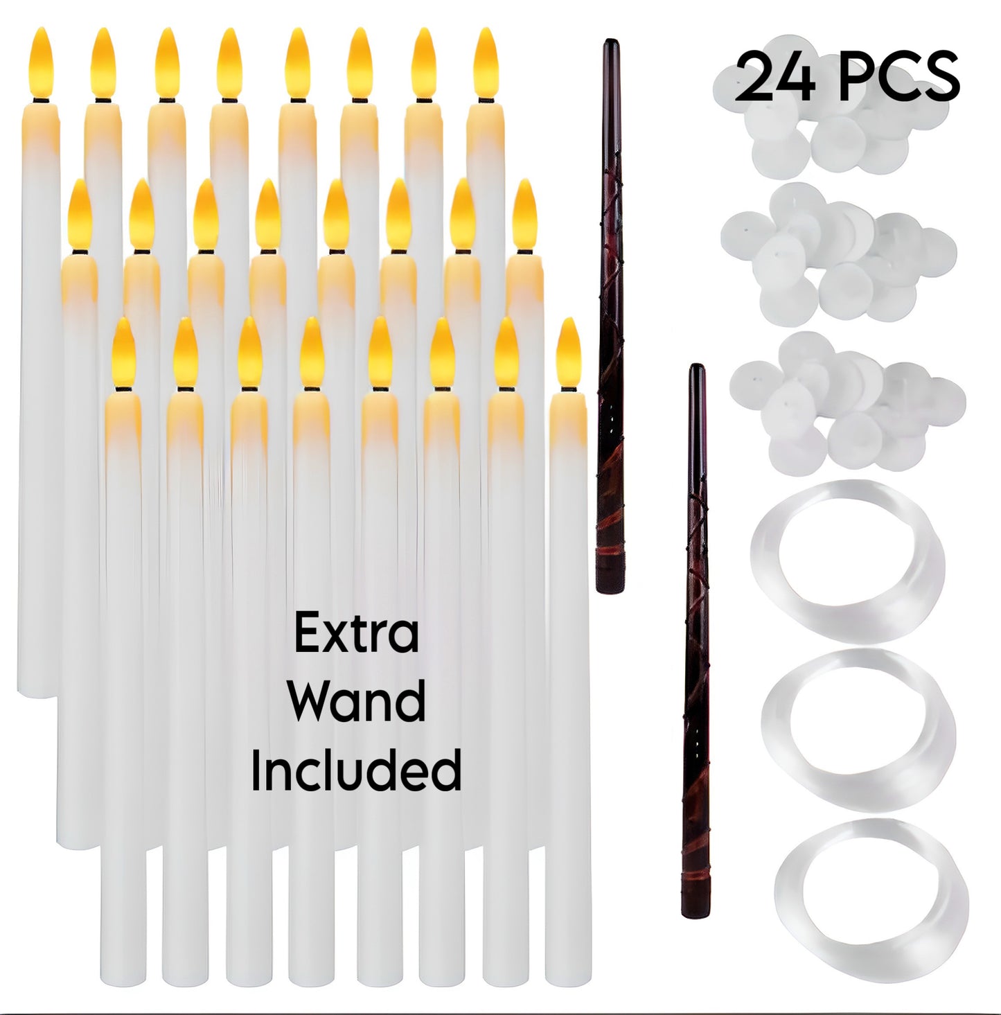 Flameless Floating Candles with Magic Wand Remote