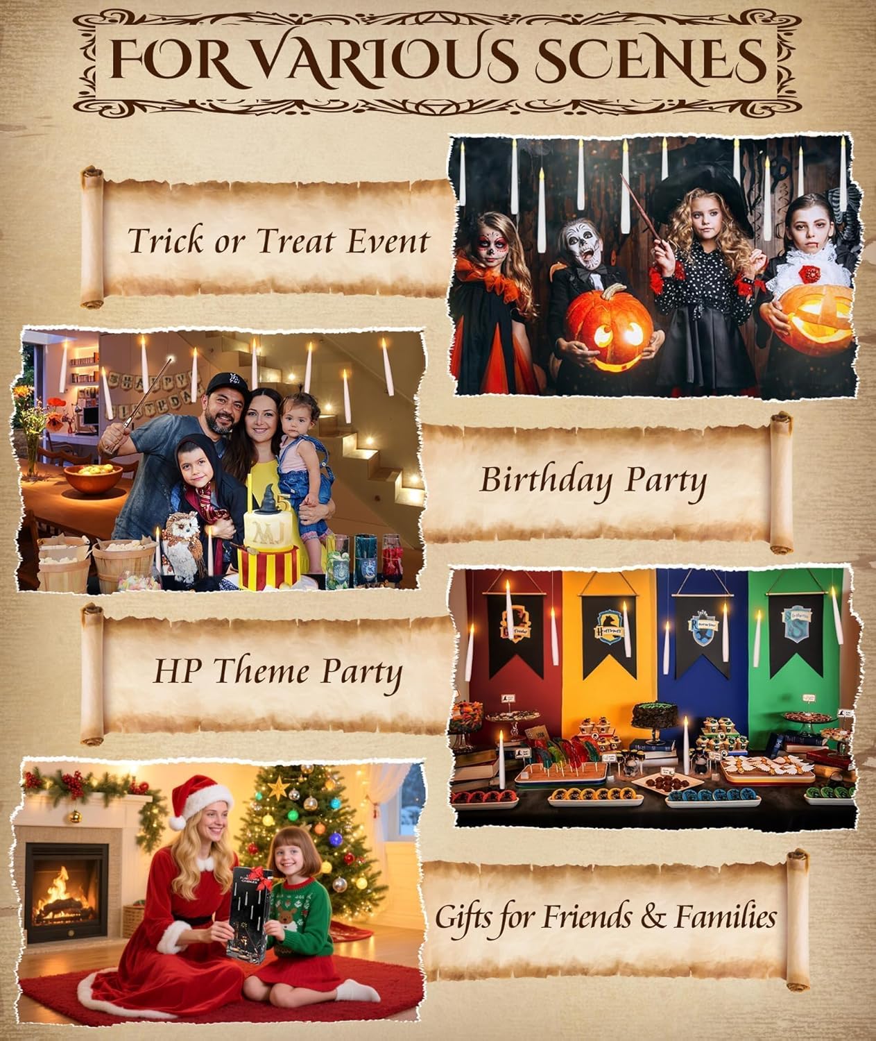 Flameless Floating Candles with Magic Wand Remote